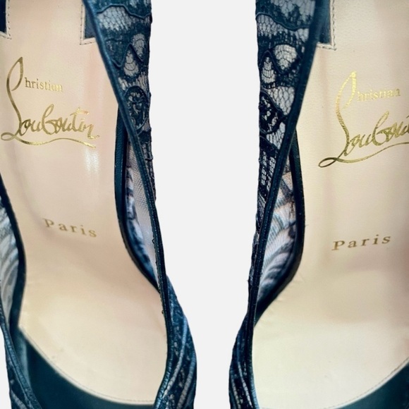 Christian Louboutin Dorissima 100 Black Lace Pumps Heels US 8.5 EU 38.5 - Picture 8 of 10